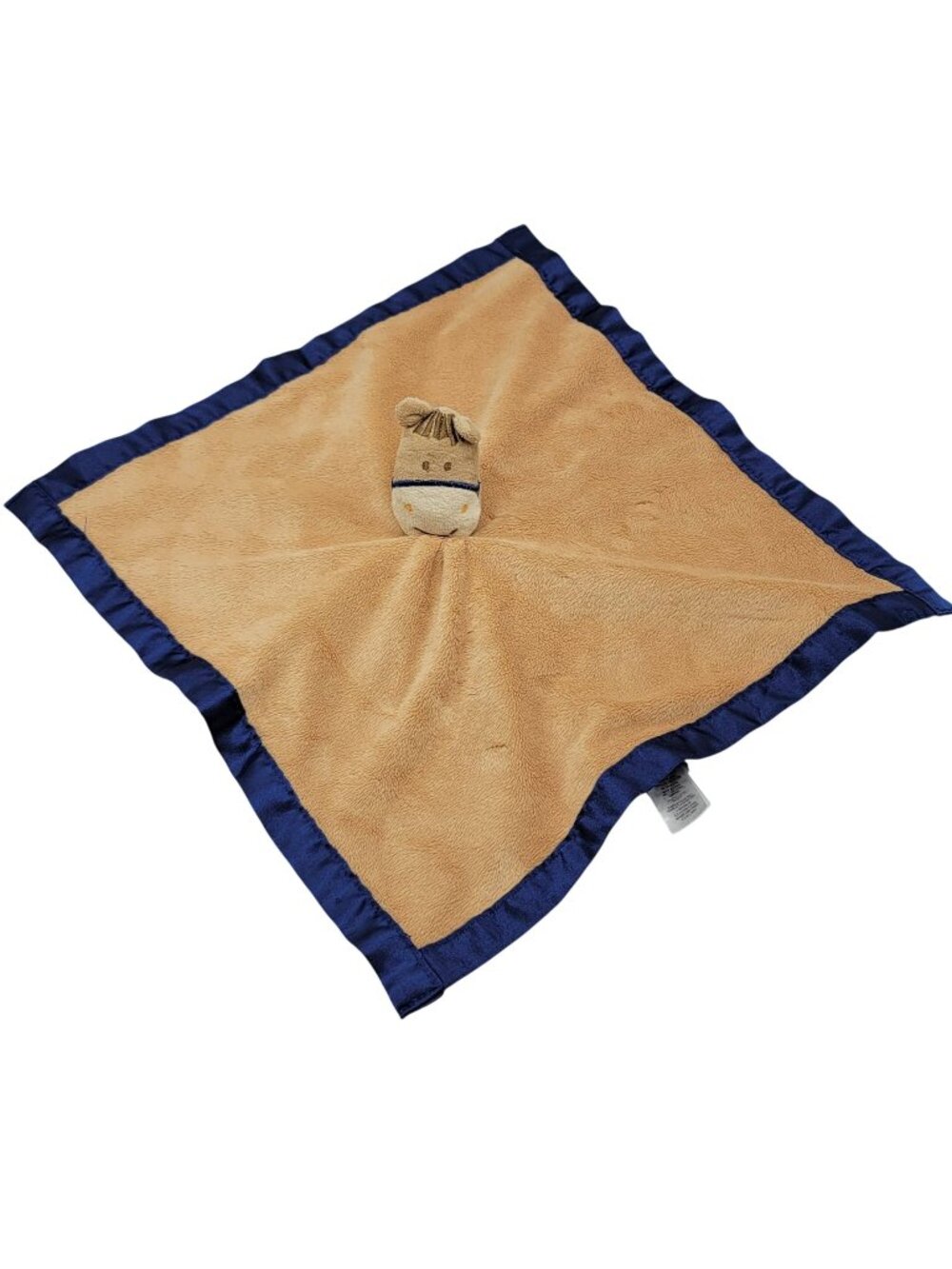 Baby Essentials Horse Rattle Lovey Brown Blue 14" Satin Square Plush AD Sutton